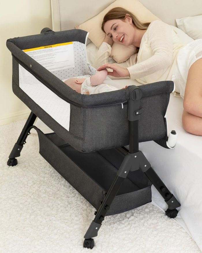 BCOL Dark Grey Bedside Bassinet